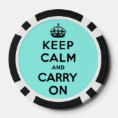 Lot De Jeton De Poker Turquoise garder le calme et continuer (Verso)