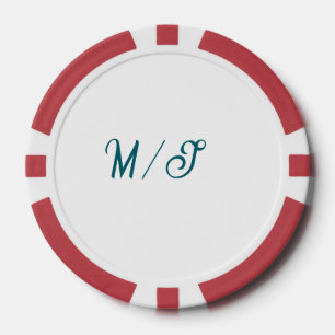 Lot De Jeton De Poker Turquoise monogramme nom de couple de mariage simp