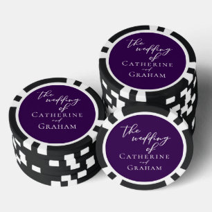 Lot De Jeton De Poker Typographie royale violet blanc Mariage personnali