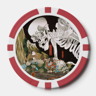 Lot De Jeton De Poker Ukiyo-e vintage : l'art du spectre de squelette de