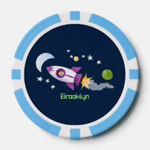 Lot De Jeton De Poker Un adorable vaisseau-fusée dans l'espace dessin an