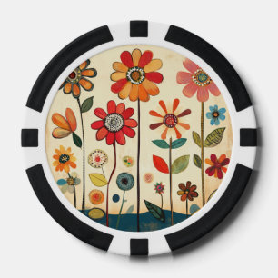 Lot De Jeton De Poker Un parterre chaud de zinnias en terre cuite