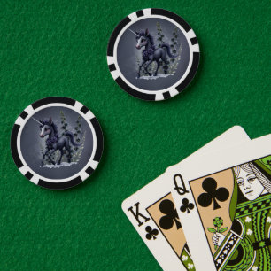 Lot De Jeton De Poker Unicorne stylisée dans la splendeur florale.