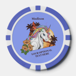 Lot De Jeton De Poker Unicorne Tropicale Texte et Couleur Personnalisé