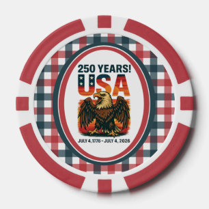 Lot De Jeton De Poker USA 250 Years - Patriotic Bald Eagle 4 juillet 202