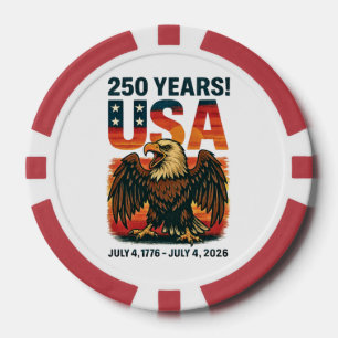 Lot De Jeton De Poker USA 250 Years - Patriotic Bald Eagle 4 juillet 202