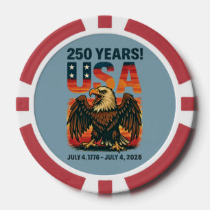 Lot De Jeton De Poker USA 250 Years - Patriotic Bald Eagle 4 juillet 202