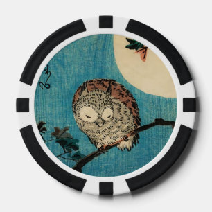 Lot De Jeton De Poker Utagawa Hiroshige - Hibou à cornes sur une branche