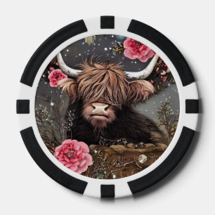 Lot De Jeton De Poker Vache Highland avec chips de poker Rose