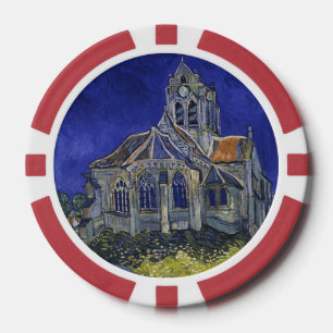 Lot De Jeton De Poker Van Gogh L'église d'Auvers-sur-Oise sous un ciel b