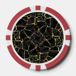 Lot De Jeton De Poker Veine d'or Kintsugi noir