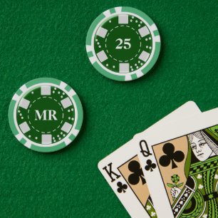 Lot De Jeton De Poker Vert monogramme 25