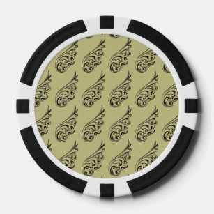 Lot De Jeton De Poker Vert motif Art Nouveau