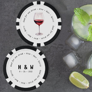 Lot De Jeton De Poker Vin rouge noir moderne Mariage