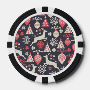 Lot De Jeton De Poker Vintage Retro Noël Motif vacances