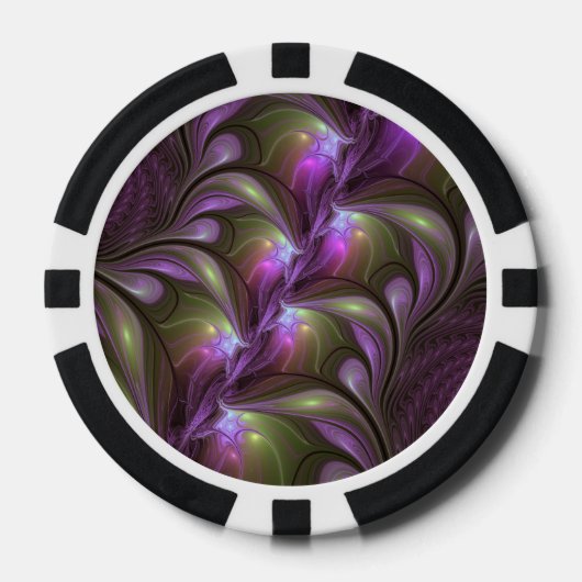 Lot De Jeton De Poker Violet Abstrait violet violet kaki fractal (Recto)
