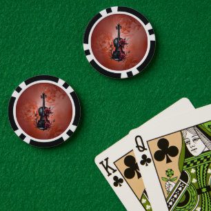 Lot De Jeton De Poker Violon noir gothique aux roses rouges