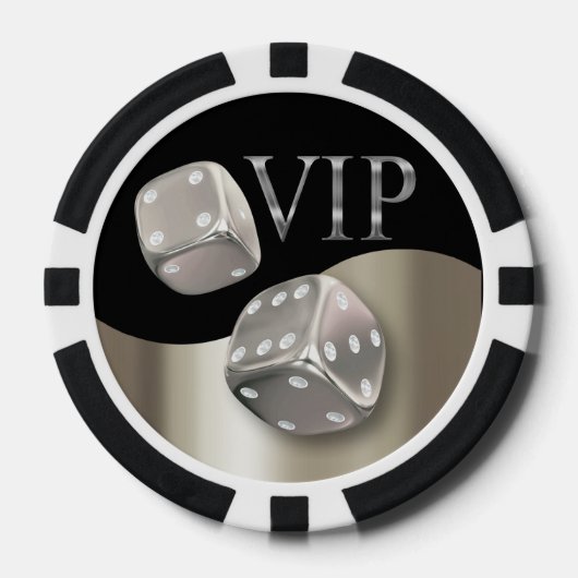 Lot De Jeton De Poker VIP Rolling Dice Las Vegas argent noir (Recto)