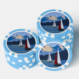 Lot De Jeton De Poker Voiliers et montagnes