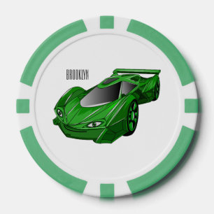 Lot De Jeton De Poker Voiture de sport verte avec illustration airfos