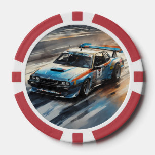 Lot De Jeton De Poker Voiture Sporty Blue Racing