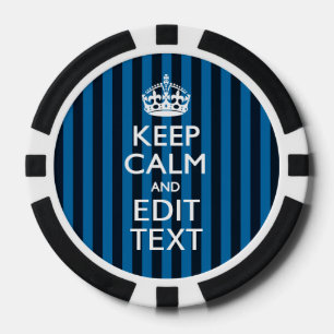Lot De Jeton De Poker Votre texte sur Garder Calme Bleu Stripes