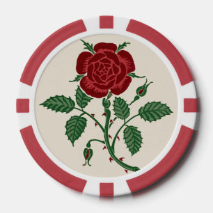 Lot De Jeton De Poker Walter Crane Motif de Rose Rouge Saxonne Vintage