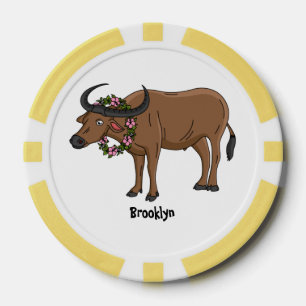 Lot De Jeton De Poker Water buffalo with flowers