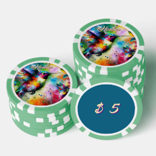 Lot De Jeton De Poker Whimsical Colorful Hummingbird Bird Personnalisé