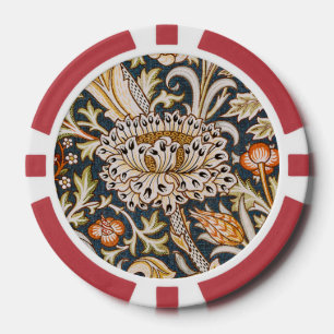 Lot De Jeton De Poker William Morris Vintage Trent Motif Floral Bleu