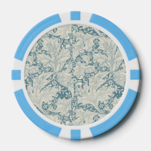 Lot De Jeton De Poker William Morris Wallflower bleu damas floral