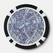 Lot De Jeton De Poker William Morris Windrush motif floral bleu (Verso)