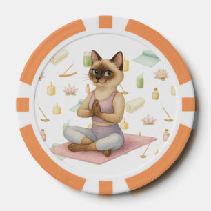 Lot De Jeton De Poker Yoga Pose Namaste pour Amoureux de les chats siamo