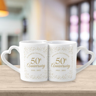 Lot De Mugs 50e anniversaire de Mariage Gold Dust Confetti