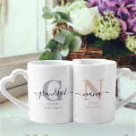 Lot De Mugs Nana et grand-père Monogram Grey et Blush<br><div class="desc">Mug monogramme familial pour nouveau nana et grand-père (ou grands-parents établis) que vous pouvez personnaliser avec la date qu'ils sont devenus grands-parents première fois. Ce design a une écriture manuscrite élégante, une typographie moderne et une palette de couleurs subtile de gris et de rose roux, noir et blanc. Un mug...</div>
