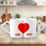 Lot De Mugs Noms d'amoureux personnalisés identiques<br><div class="desc">Noms d'amoureux personnalisés Correspondants Jeu de Mug d'amoureux</div>