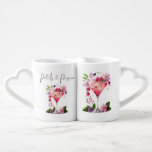 Lot De Mugs Pétales et Prosecco Fête des mariées florale rose<br><div class="desc">Fleurs de Jardin élégantes avec Verre de Champagne,  Berries et texte "Pétales et Prosecco" Floral thème de la douche nuptiale Café Mug Set en lilas,  lavande,  rose rousse,  pêche,  abricot et couleurs vertes.</div>