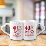 Lot De Mugs Ruby Hearts 40e anniversaire M. Mme Right<br><div class="desc">Customisez les noms et les dates pour créer un cadeau amusant et unique pour célébrer un 40e anniversaire de mariage de rubis. Conçu par Thisisnotme©</div>