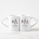 Lot De Mugs Stylish Mr. & Mrs. Custom Last Name<br><div class="desc">The perfect gift for any couple,  the fun and modern design features a stylish typography script "Mr." & "Mrs." with cute little red love heart full stops. The design is easy to personalise with your surname and established date.</div>