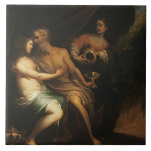Lot en zijn Daughters (olie op doek) 3 Tegeltje