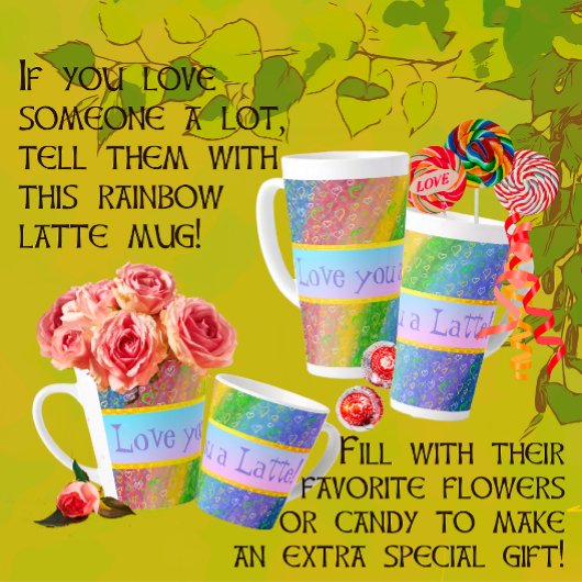 Lote You a Latte Rainbow et Hearts Latte Mug