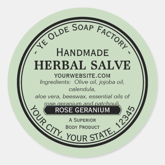 Lotion de salve ronde artisanale Étiquettes (Devant)