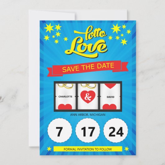 Loto Love Enregistrer le Faire-part Mariage de dat (Devant)