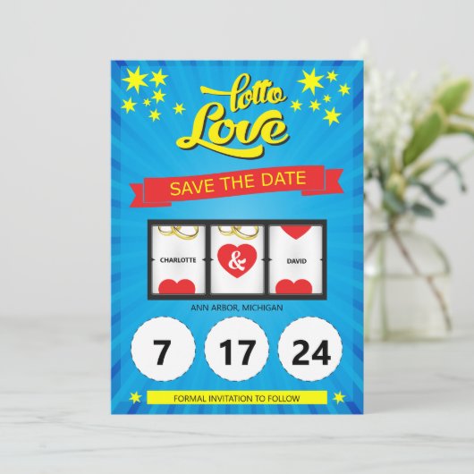 Loto Love Enregistrer le Faire-part Mariage de dat (Debout devant)