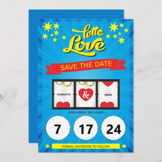 Loto Love Enregistrer le Faire-part Mariage de dat (Devant / Derrière)