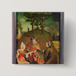 Lot's dochters maken hun vader-drink-wijn vierkante button 5,1 cm