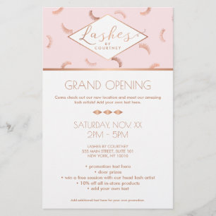 Lots of Lashes Pattern Lash Salon Roze/Roze Goud Flyer