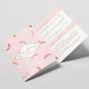 Lots of Lashes Wimper Salon Roze/Roze Goud Brochur Drieluik Kaart