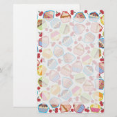 Lotsa Cupcakes in Cherries Stationery Briefpapier (Voorkant / Achterkant)