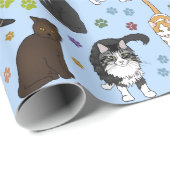 Lotsa Katten blauwe rol Cadeaupapier (Rol Hoek)
